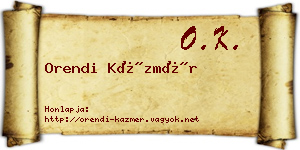 Orendi Kázmér névjegykártya